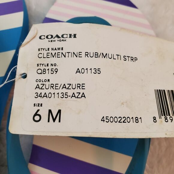 Coach Sandals Clementine 6 Azure Blue Rubber Flip Flops - Picture 8 of 8